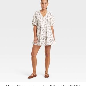 Target Floral Mini Dress - Cream and Black